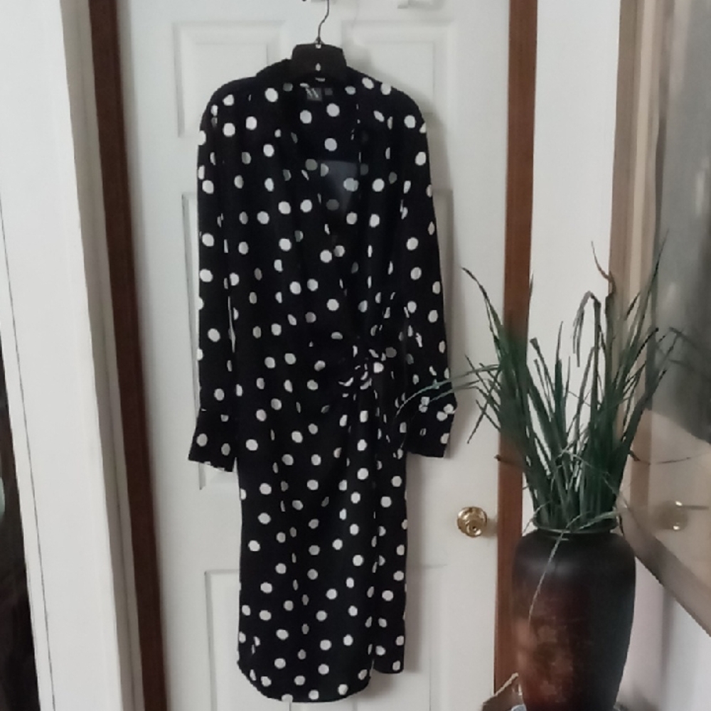 Worthington Black Dress with White Polka Dots